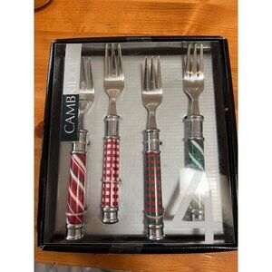 Cambridge 4-piece Stainless Steel Cocktail Forks Christmas Design